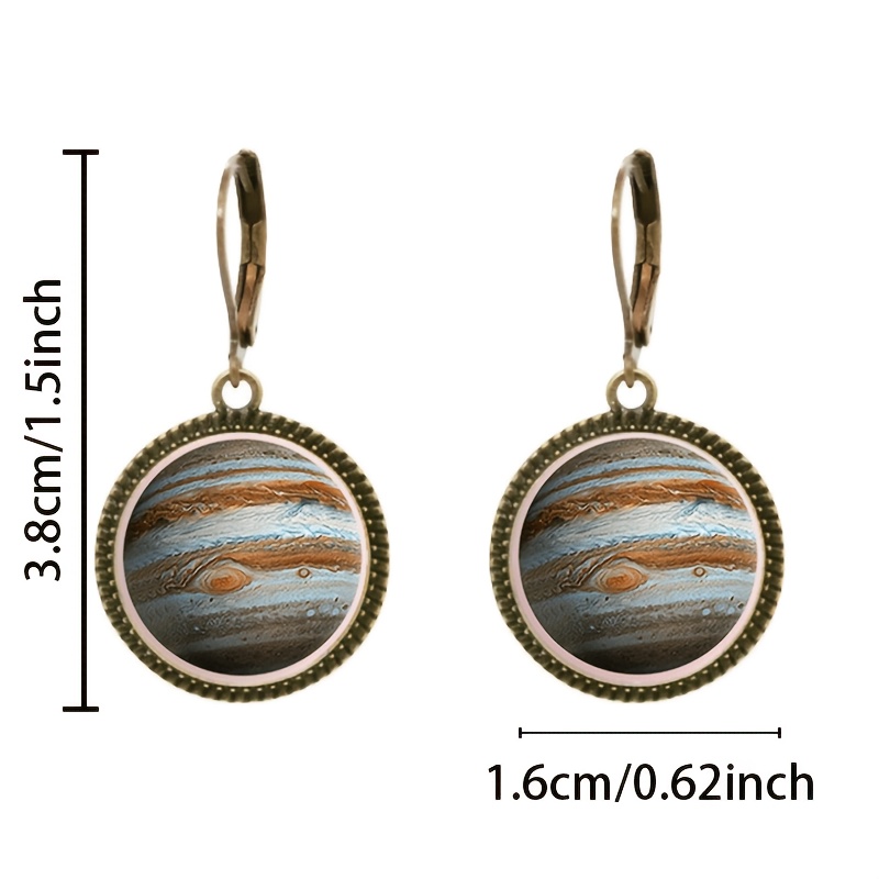 2pc Blue Classic Pendant Earrings Set, Jupiter Surface Design